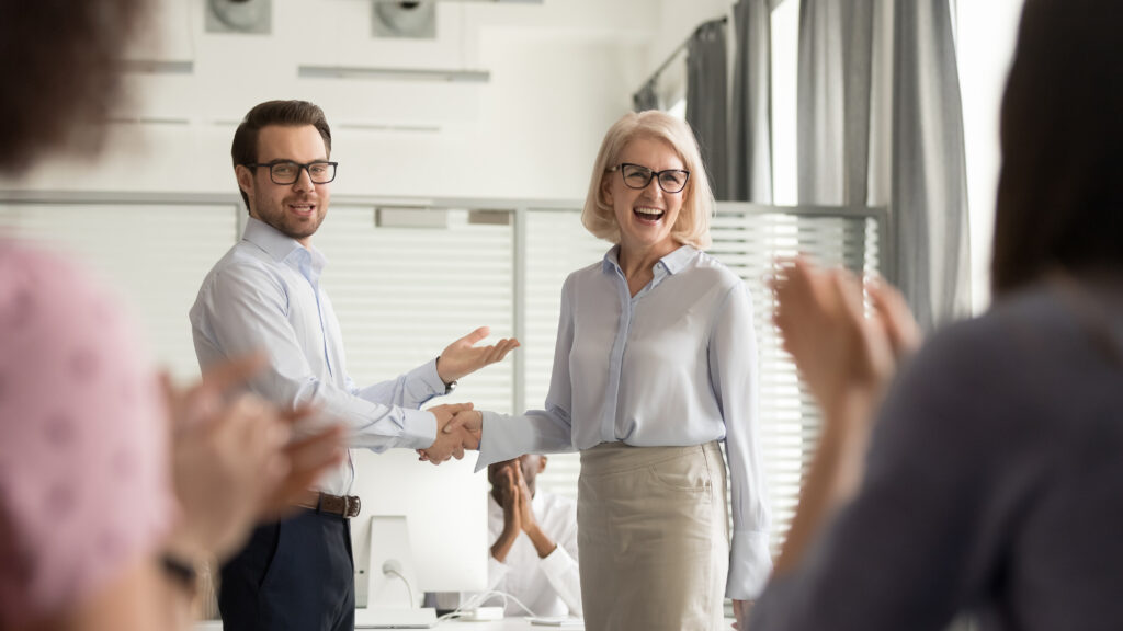 employee being recognized at work