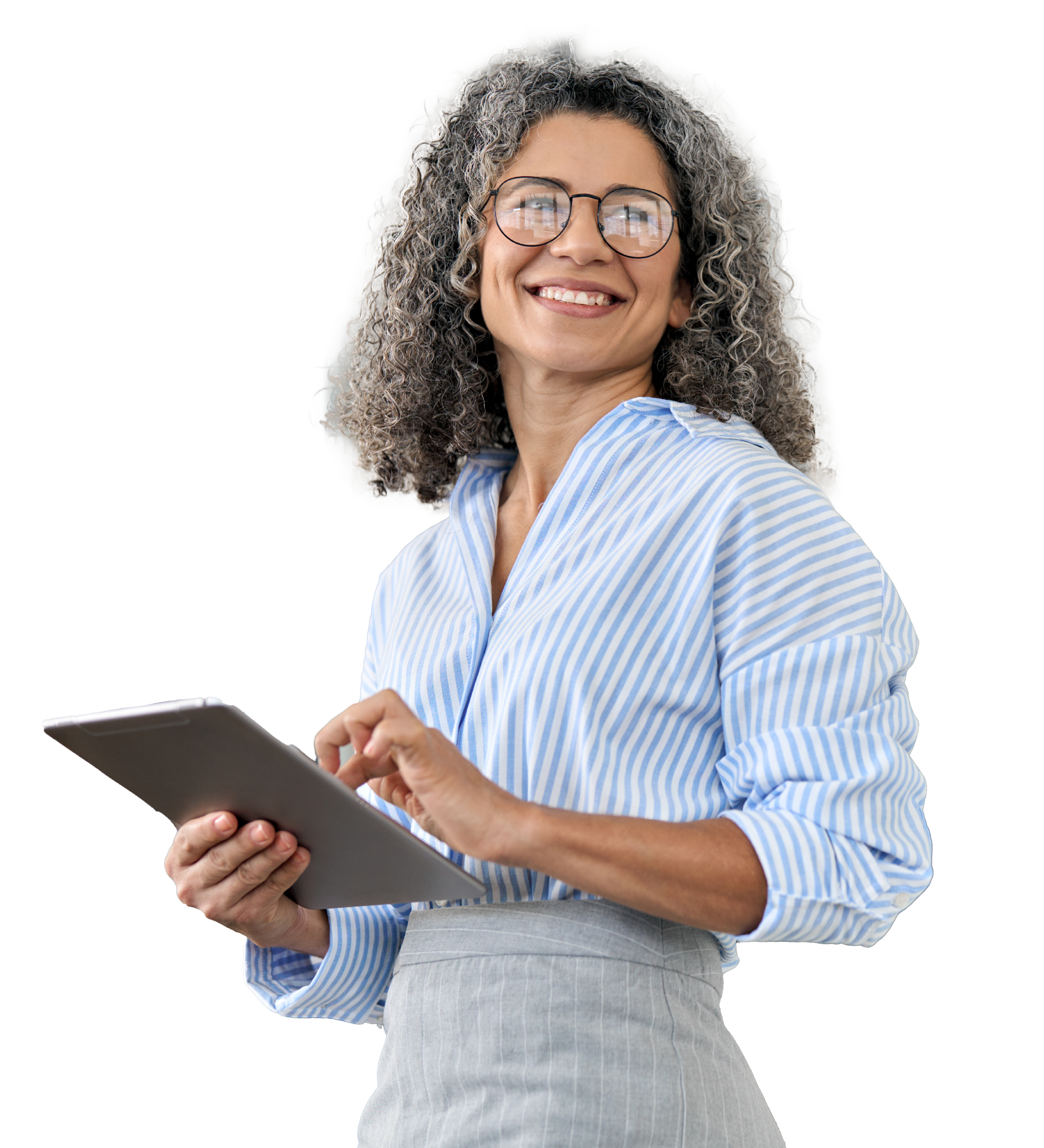 Woman looking at work